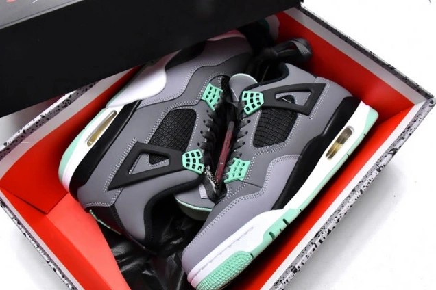 1st Kicks Shoes Glow Air 4 Retro Jordan Green 308497-033 0723